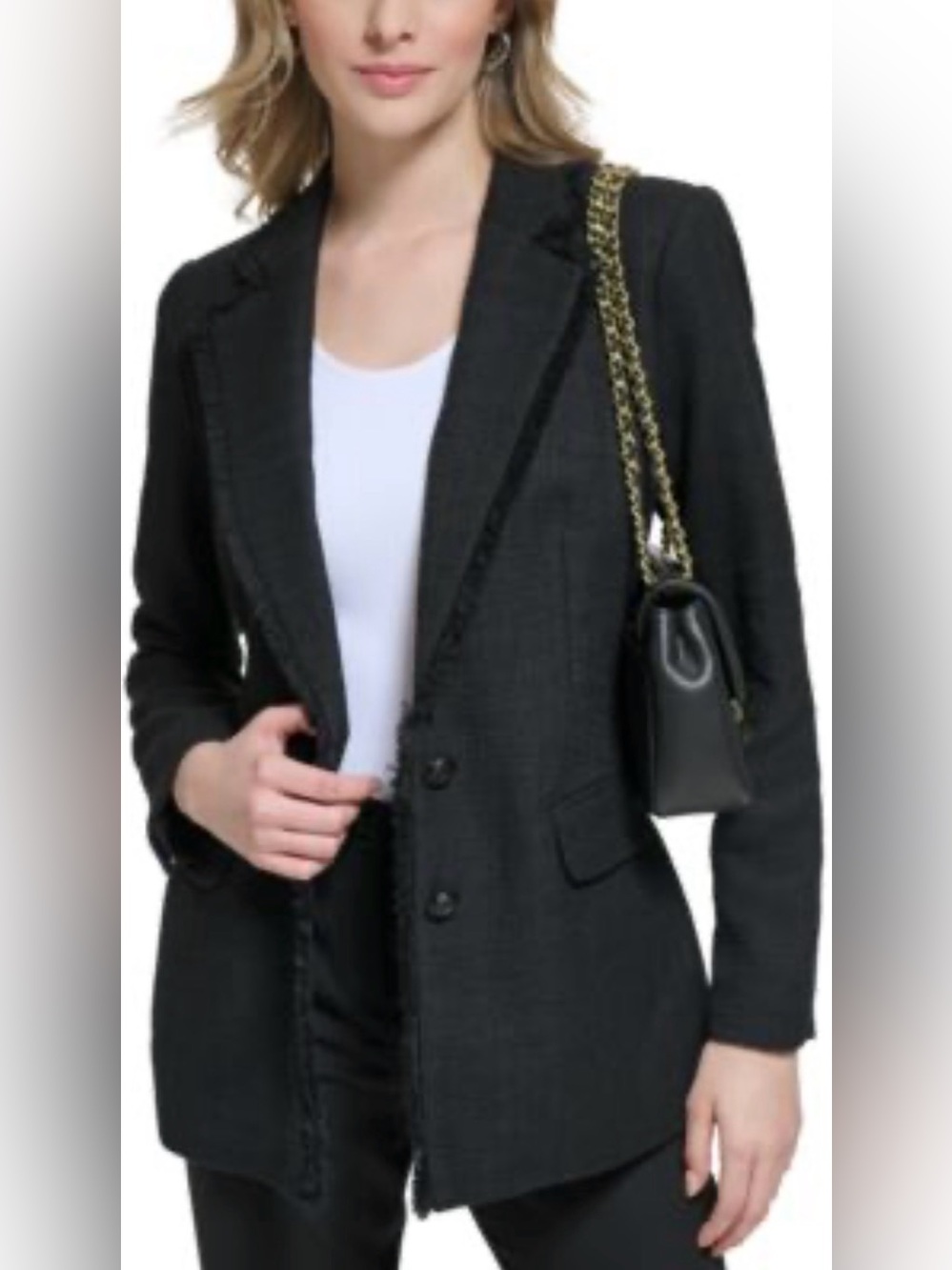 Karl Lagerdield Black Tweed Women's Tailored Blazer Jacket Size 12